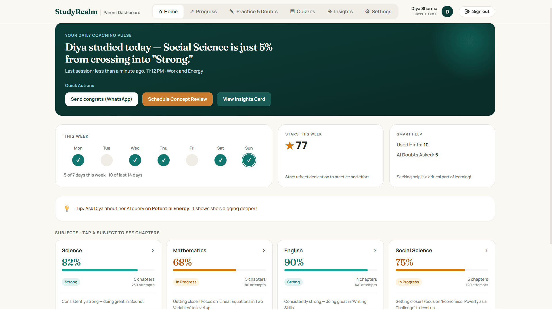 Parent Dashboard