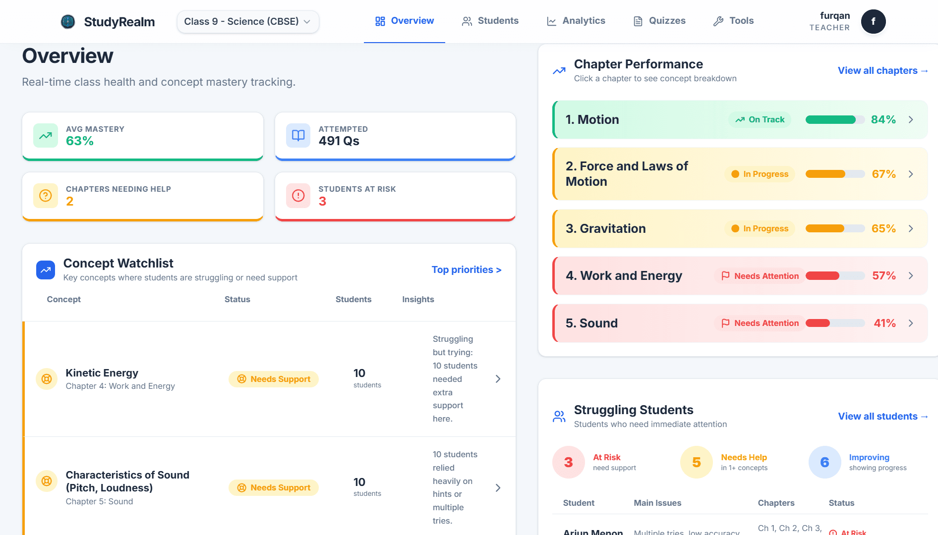 Teacher Dashboard
